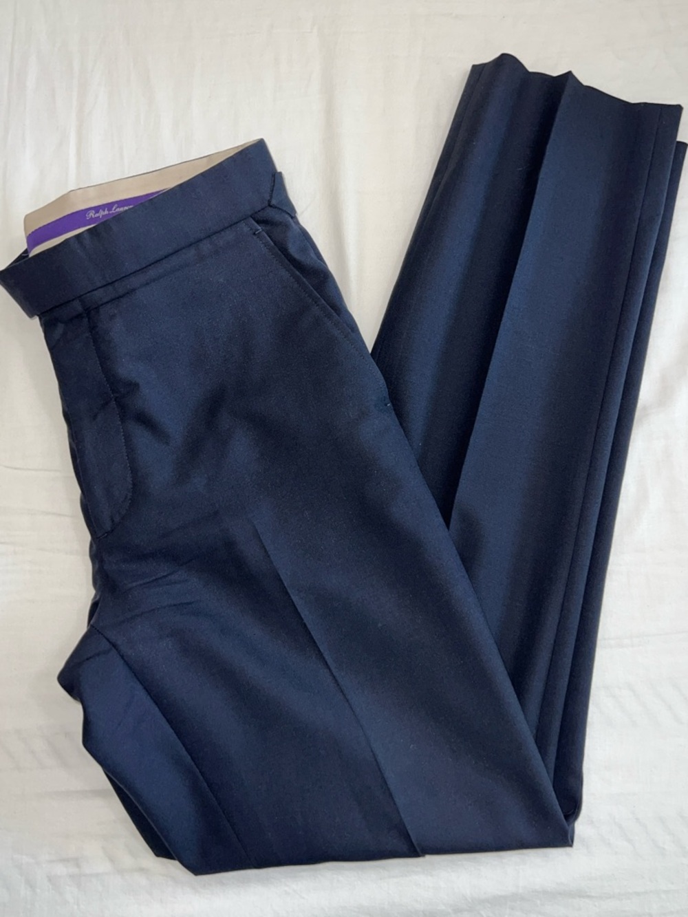 Ralph Lauren Purple Label Navy Pleated Trousers Men’s Size 30 Italian Wool